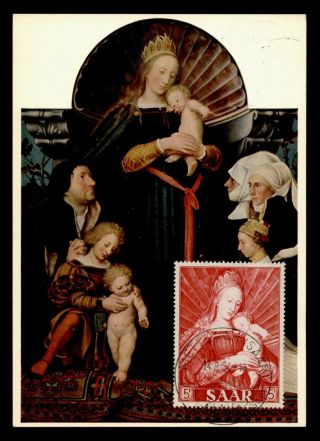 Dr Who 1954 Germany Saar Hans Holbein Art Madonna And Child Maximum Card C129359
