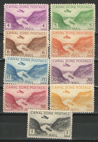 Us / Canal Zone 1931 - 49 Sc C6 - C14 Mnh Vg/f - Set Cz Airmail Issues.