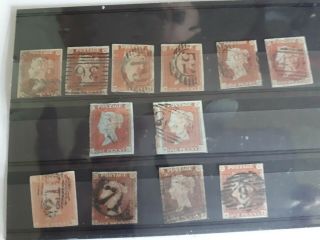 Twelve Unperforated Penny Reds From The 1840 