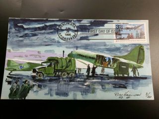 Us 1998 Fdc Hand Painted Russ Hamilton Berlin Airlift Cachet Cover 3/20