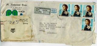 Hong Kong History: 1971 Registered Cover To Lagos,  Multiple Qeii $1.  30,  Pilfered