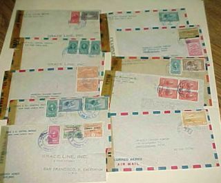 Costa Rica 10 Small Censored Covers To Usa 1940 " S