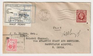 Lundy 1936 Air Mail Cover