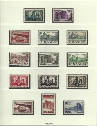Germany Saar (french Occupation) 1952 - 1955 Views Complete Set 14v Mnh Mlh/mh
