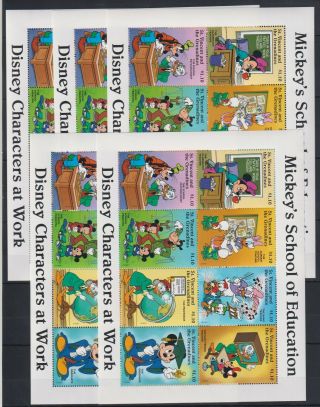 A692.  5x St Vincent - Mnh - Cartoons - Disney 