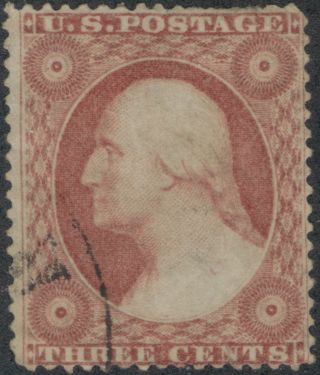 1857 - 60 Us 3c Stamp Scott 26 F/vf Used/hinge/light Cancel Tmm