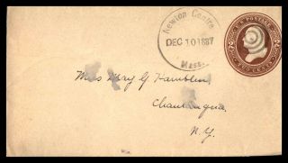 Lewton Centre Massachusetts Dec 10 1887 Stationery To Chautauqua Ny Arrival