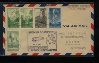 Us Catapult Mail Cover,  Imperf Stamps To Switzerland 1935 Kl0728