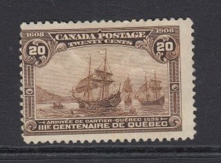 Canada - 1908 Quebec Tercentenary 20c Dull Brown Sg 195 Mounted