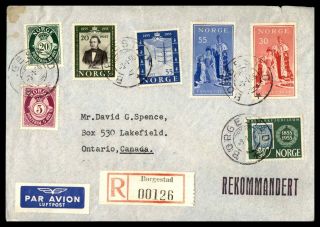Mayfairstamps Norway 1956 Borgestad Registered To Ontario Canada Air Mail Cover