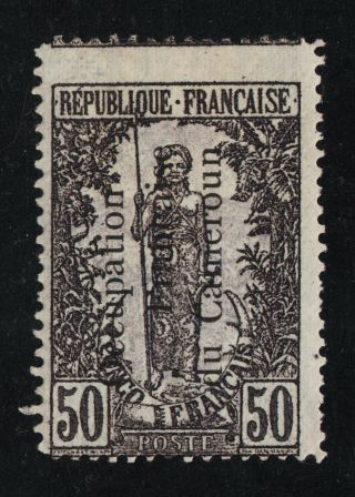 Cameroun 126 Hinged 50c Gray Violet & Lilac 1916 Off Center Scv $110.  00