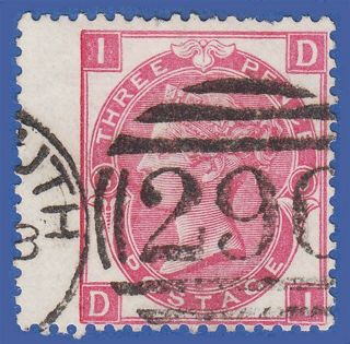 Gb Qv 1868 3d Rose Plate 5 Di Sg103 Fu In Falmouth 290