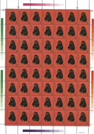 China 1980 T46 Year Of Monkey Full S/s Specimen Bar Regular Gum 56 Stamps 樣票