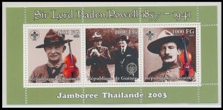 Guinea 2002 Mnh Ss,  Baden Powell Boy Scouts,  Olave,  Voilin Music (d6n)