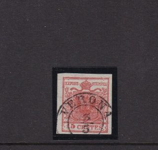 Lombardy Venetia 15c Type Iie With Vertical Ribbed Paper,  Signed Raybaudi