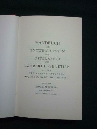 HANDBOOK OF AUSTRIA & LOMBARDY - VENETIA CANCELLATIONS by EDWIN MUELLER 2