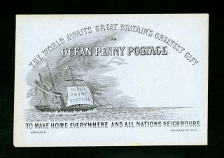 Ocean Penny Post Envelope Deraedemaeker Pictorial Envelope C.  1890 (s049)