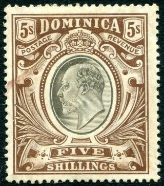 Dominica - 1908 5/ - Black & Brown Sg 46 Average Mounted V32309