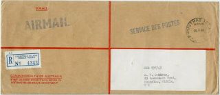 Christmas Island 1968 Regis.  Air " Ohms " Cover To Gb W/ " Service Des Postes " H/s