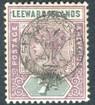 Leeward Islands - 1897 Diamond Jubilee 7d Mauve & Slate Mounted Example Sg 14