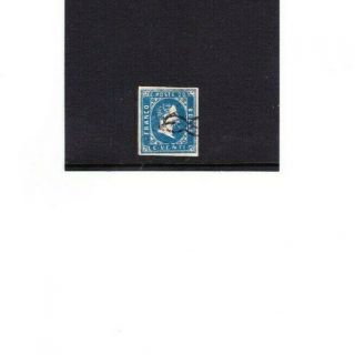 Sardinia 1851 20c Blue Sassone 2 Fine Signed On Reverse Savoy Knot Cancel