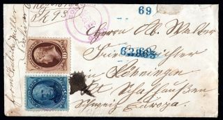 Usa 1886 Cover W/stamps Scott 209,  189 From N.  Y.  To Aarau,  Suisse R