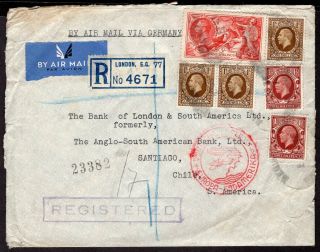 Uk Gb T Chile Registered Air Mail Cover 1938 Lufthansa London - Santiago