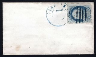 Usa 1855 Cover W/stamp Scott 20 Blue Cancellation