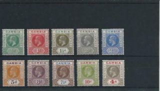 Gambia 1921 - 22 Set Of Ten (½d Is Mcca) Mm Sg 108/117 Cat £110
