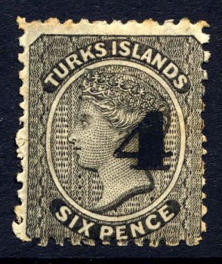 Turks & Caicos Islands 1881 4d On 6d Black Fresh Mounted.  Gibbons 43.