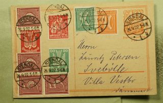 Dr Who 1922 Germany Stendal Postal Card Multi Franked Uprated Stationery C128654
