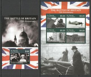 M800 2015 St.  Vincent World War Ii Battle Of Britain Michel 21 Euro Kb,  Bl Mnh