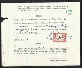 Nyasaland 1963 Qeii 2d Revenue On Document - Sg190