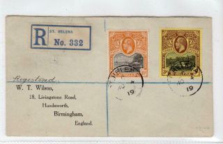 St Helena: 1919 Registered Cover To England (c45109)