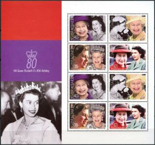 Gibraltar 2006 Sg 1156 - 9 Queen Qeii 80th Birthday Mnh Sheetlet D85123