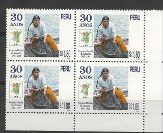 Peru 1995 World Food Programme Women 1 Value In Block Of 4,  Scott 1105 Mi 1540
