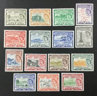 St.  Kitts - Nevis,  120 - 134,  1954 - 7 Set Of 15,  Fvf,  Og,  Mnh.  Cv $67.  70.  (bjs)