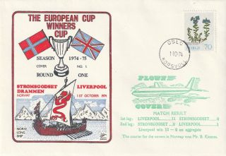 1 October 1974 Stromgodset V Liverpool Cup Winners Cup Dawn Flown Football Cover