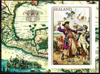 Sealand 1970 Admirals And Pirates/sword Fight Sailing Boat Ships Maps M/s Mnh