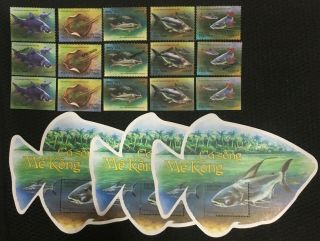 Vietnam Mnh Perf,  Imperf & Specimen Stamps & Ss 2019: Mekong River Fishes / Fish
