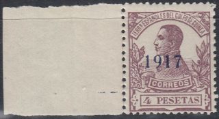 Spanish Guinea 1917 Edifil 122hcc Color Azul 4 Pesetas Spain (ref 10035)