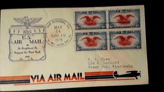 Us Fdc 5 Cent Block Of 4 C - 23 Airmail Eagle 1938 Cancel Travis Wright Cachet.