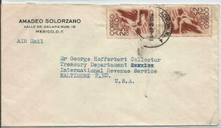 J) 1946 Mexico,  Commercial Letter,  Amadeo Solorzano,  Symbol Of Flight,  Pair,  Mul