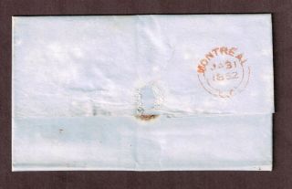 Canada 1852 Folded Letter Quebec to Montreal,  3p domestic letter rate 3D in blk 2