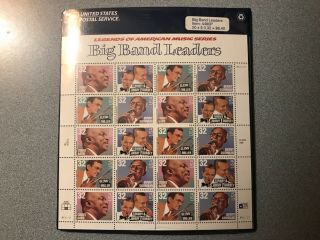 Us Postage Stamps.  Legends Of American Music—big Band Leaders.  Full Sheet.  Mnh