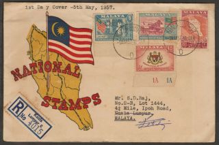 Malaysia Malaya 1957 General Issue Set 4v On Private Fdc