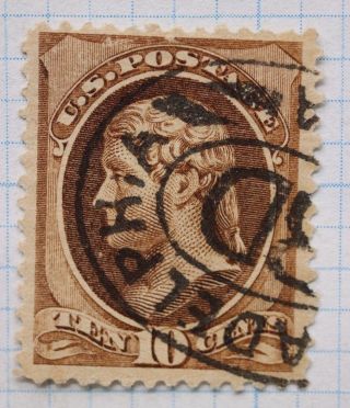 Us Sc 209 Brown 10c Jefferson Stamp Star Ink On Back Philatelic? Company Mark