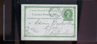 1892 Canada Post Card To St.  John 