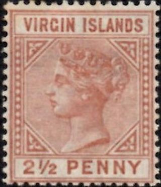 British Virgin Islands 1879 2.  5d Red - Brown Sg.  25 (hinged)