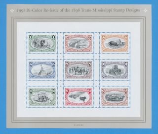 Usa - Scott 3209 Vfmnh S/s - 1998 Bicolor Re - Issue Of 1898 Trans - Mississippi Set